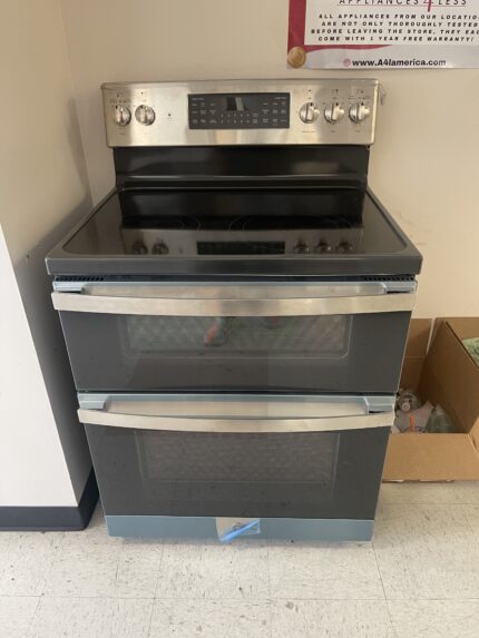 GE 30 in. Burner Element Free-Standing Double Oven Electric Range in Stainless Steel with Convection and Air Fry