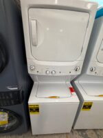 GE Unitized Spacemaker Stacked Washer and Electric Dryer in White