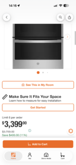 Reference photo only: Home Depot screenshot; this store's price is $1,899.50, not the price shown in the screenshot.