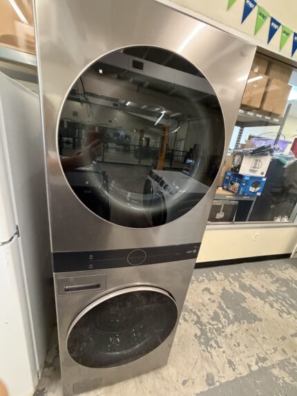 WashTower Stacked SMART Laundry Center 4.5 Cu.Ft. Front Load Washer & 7.4 Cu.Ft. Electric Dryer in Graphite Steel